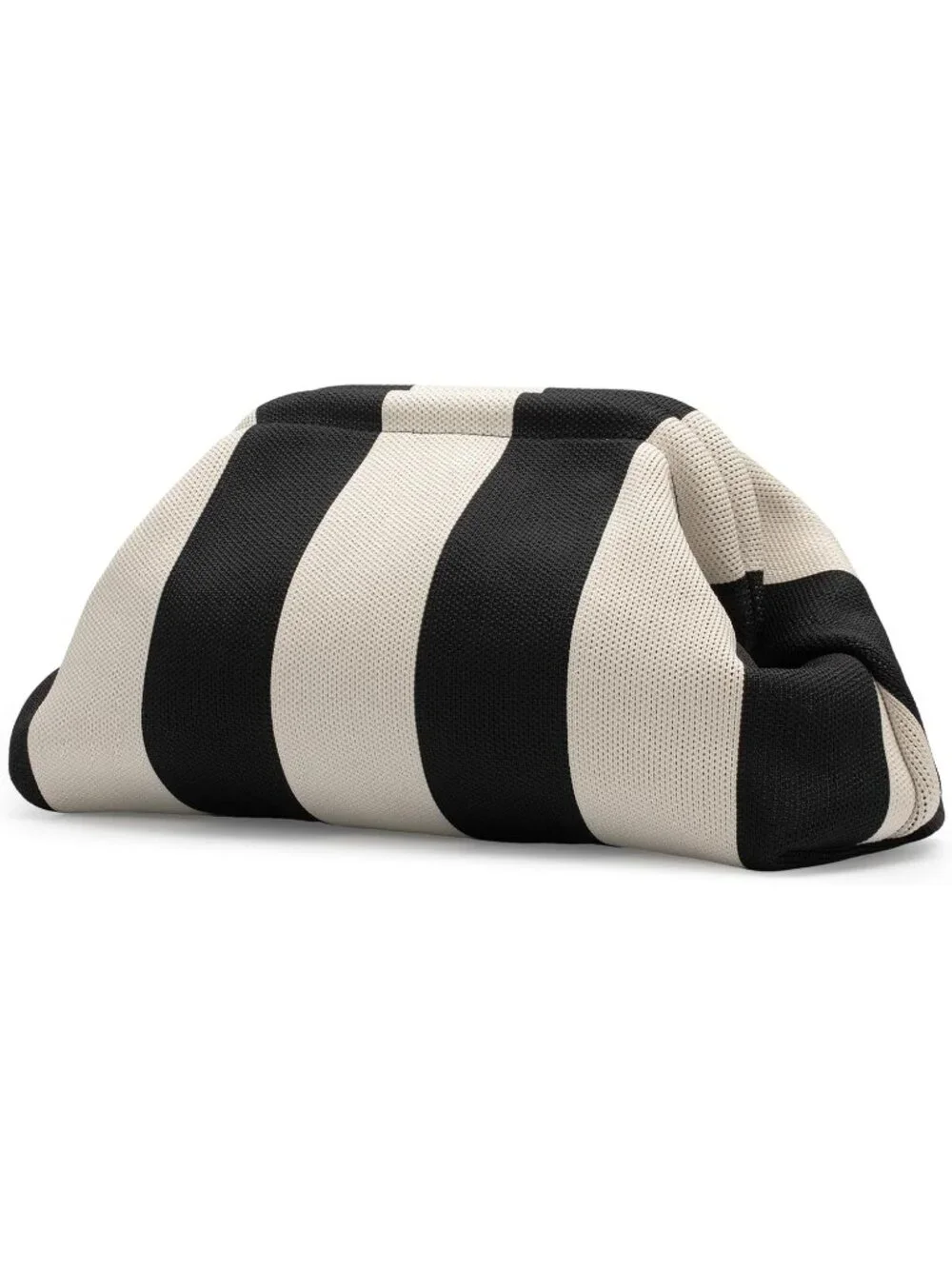 Woman's Beige Black Summer Beach Purse for Vacation Striped Dumpling Bags